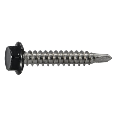 Midwest Fastener Self-Drilling Screw, #8 x 1 in, Painted Stainless Steel Flange Hex Head External Hex Drive, 12 PK 39603